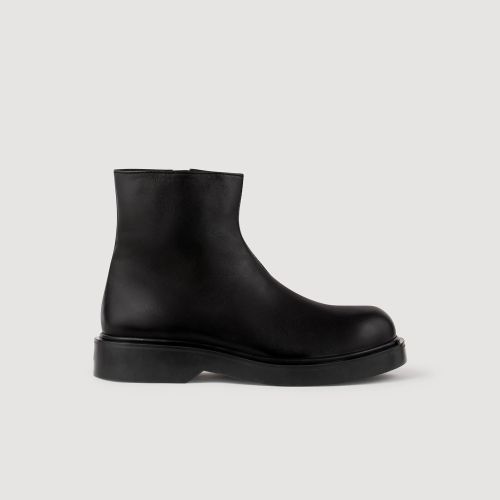 Bottines en cuir zippées - Sandro Paris - Modalova