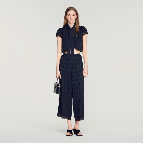 Pantalon fluide Paisley - Sandro Paris - Modalova