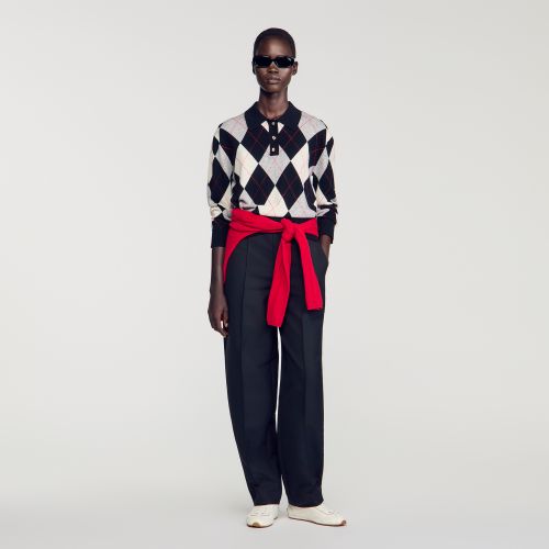 Pull polo motif argyle - Sandro Paris - Modalova