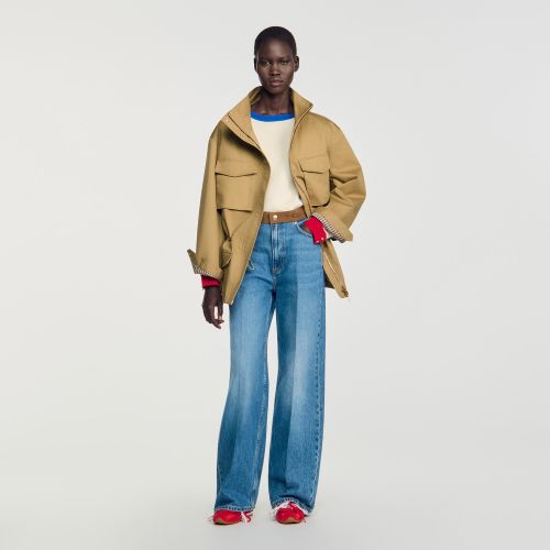 Jean droit ceinture en cuir - Sandro Paris - Modalova