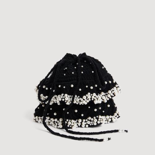 Sac en maille à perles - Sandro Paris - Modalova