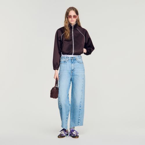 Blouson court satiné brodé - Sandro Paris - Modalova