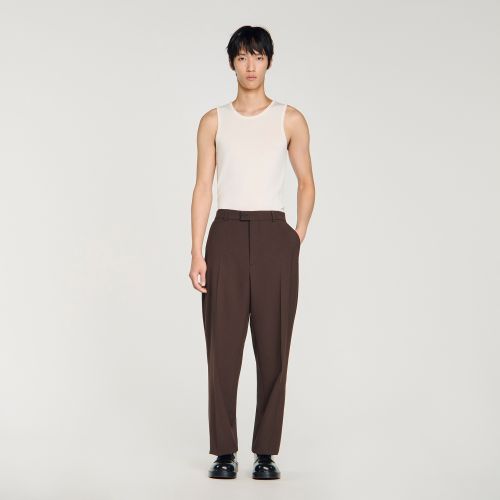 Pantalon de costume oversize en laine - Sandro Paris - Modalova