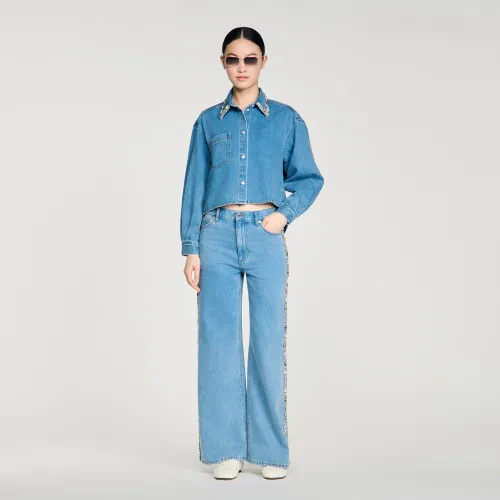 Chemise en jean strassée - Sandro Paris - Modalova