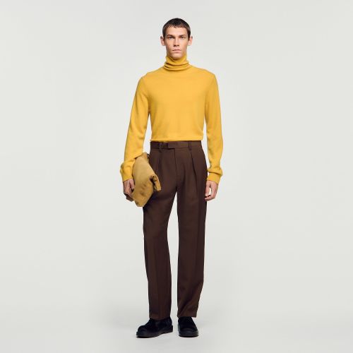 Pantalon large en laine - Sandro Paris - Modalova