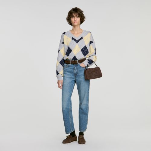 Pull motif Argyle à strass - Sandro Paris - Modalova