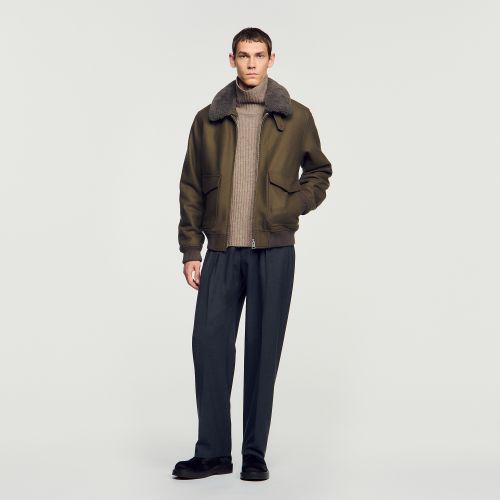 Blouson en laine col amovible - Sandro Paris - Modalova