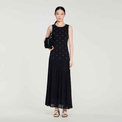 Robe longue en maille strassée - Sandro Paris - Modalova