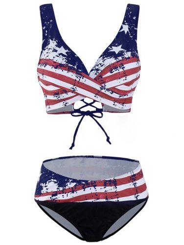 Bikinis Maillot de Bain Bikini de Vacances d'Et Ray Imprim Drapeau Amricain Lacets - Dresslily FR - Modalova
