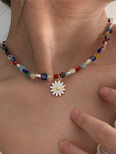 Colliers Collier de Plage de Tendance avec Pendentif Marguerite en Perles Colores - Dresslily FR - Modalova