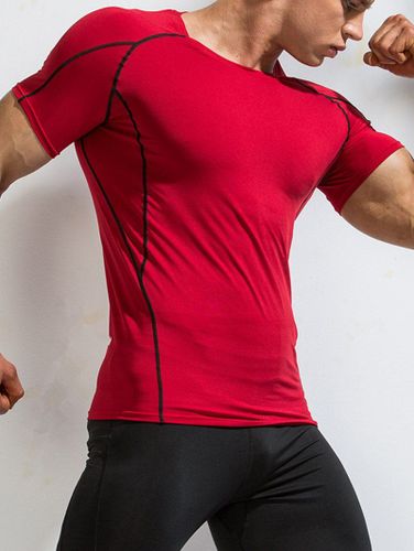 T-Shirts T-shirt de Maillot de Bain Sportif Moulant Minimaliste Manches Courtes Col Rond - Dresslily FR - Modalova