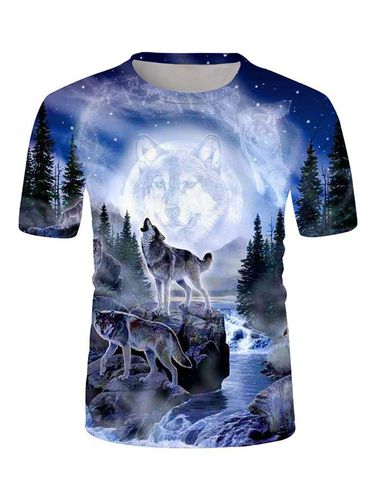 T-Shirts T-shirt Perfor Imprim 3D Loup - Dresslily FR - Modalova