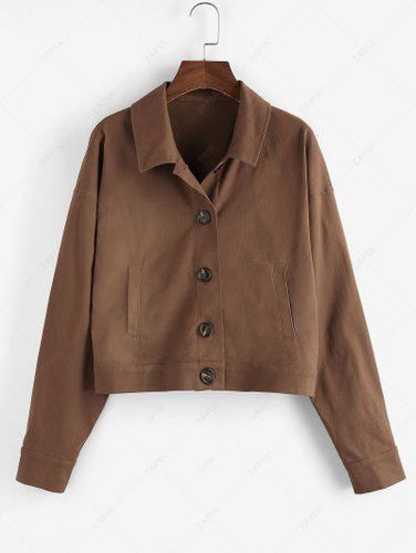 Drop Shoulder Button Up Plain Jacket - Zaful - Modalova