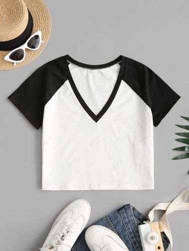 Raglan Sleeve Two Tone Cropped T-shirt - Zaful - Modalova