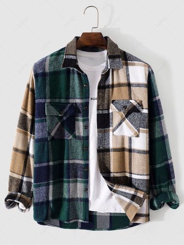 Chemise Jointive à Carreaux avec Poche en Flanelle - ZAFUL - Modalova