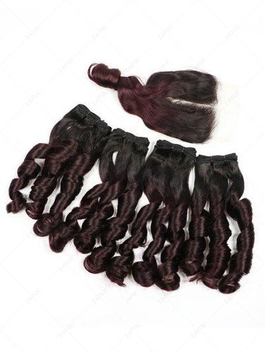Pcs Loose Wave Human Hair Weft with 4*4 Lace Closure - Zaful - Modalova