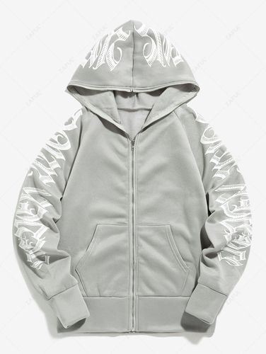 Sweat Capuche Imprim Lettre Zipp Manches Raglan L - Zaful FR - Modalova