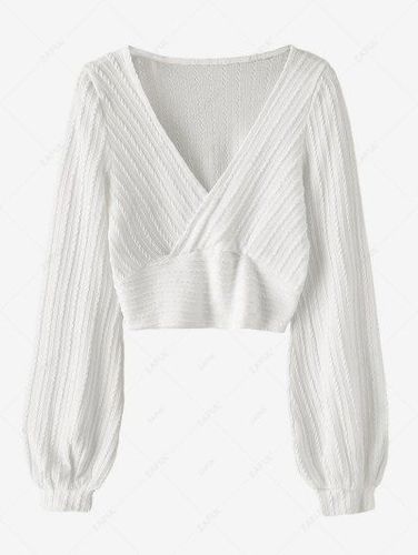 Cable Knit Surplice Cropped Knitwear - Zaful - Modalova