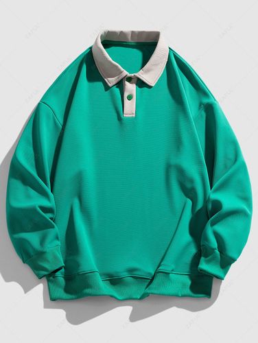 Sweat-shirt en Couleur Jointive à Col Polo - ZAFUL - Modalova