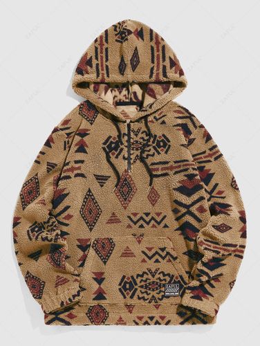 Sweat à Capuche Pull-over à Imprimé Ethnique Aztèque avec Poche Zippé - ZAFUL - Modalova