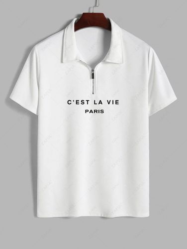 T-shirt à Imprimé C'EST LA VIE PARIS à Demi-Zip à Col Polo - ZAFUL - Modalova
