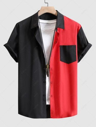 Colorblock Two Tone Short Sleeves Shirt - Zaful - Modalova