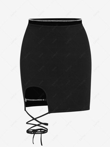 ZAFUL Jupes ZAFUL Mini Jupe Ctele Chane en Mtal Lacets L - Zaful FR - Modalova