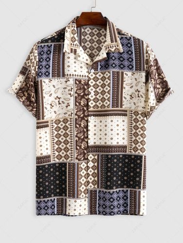 Chemise Motif de Cachemire à Manches Courtes Style Ethnique - ZAFUL - Modalova
