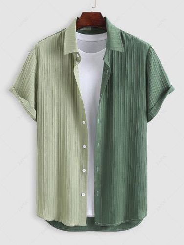 Short Sleeves Colorblock Two Tone Shirt - Zaful - Modalova
