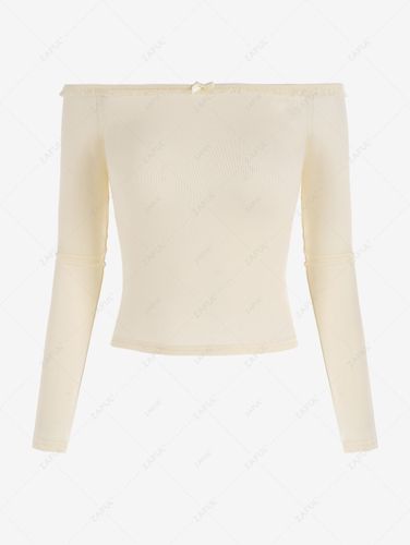 T-shirt Accessoire de Nuit Superposé Noué Epaule Dénudée à Manches Longues - ZAFUL - Modalova