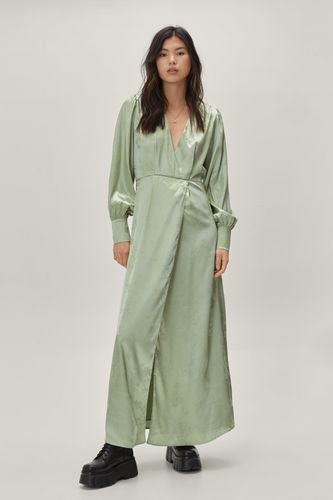 Dressing Gown Longue Satinée À Manches Longues Et Imprimé Floral - 36 - Nasty Gal - Modalova