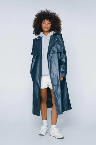 Trench-Coat En Simili Avec Ceinture - 34 - Nasty Gal - Modalova