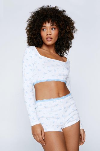 Pyjama Fleuri Avec Crop Top Et Short - 40 - Nasty Gal - Modalova