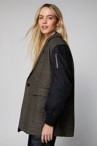 Bomber En Laine Mélangée À Carreaux - 38 - Nasty Gal - Modalova