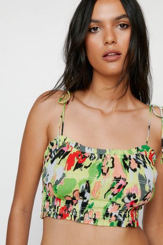 Crop Top Fleuri Noué - Vert - 34 - Nasty Gal - Modalova