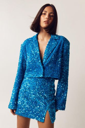 Blazer Court À Sequins - Vert - 36 - Nasty Gal - Modalova