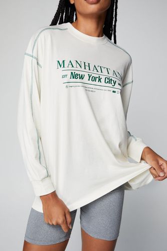 T-Shirt À Manches Longues Et Slogan Manhattan - - L - Nasty Gal - Modalova