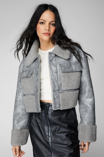 Veste Aviateur En Simili Croco Premium - 34 - Nasty Gal - Modalova