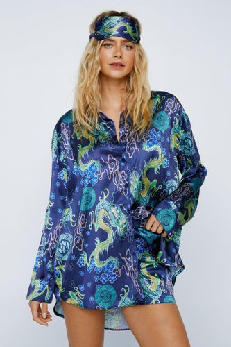 Pyjama Satiné Imprimé Dragon Avec Chemisier Et Short - 36 - Nasty Gal - Modalova