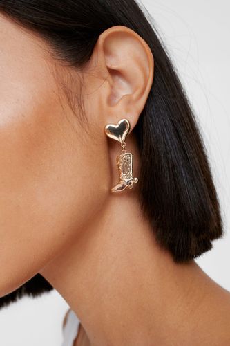 Heart Cowboy Boot Drop Earrings - One Size - Nasty Gal - Modalova