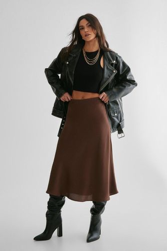 Satin Midi Skirt - Marron - S - Nasty Gal - Modalova