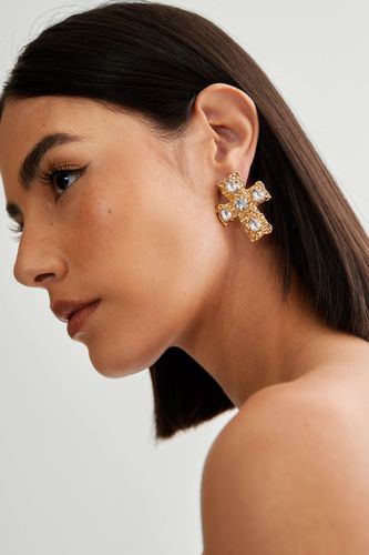 Embellished Textured Cross Earring - One Size - Nasty Gal - Modalova