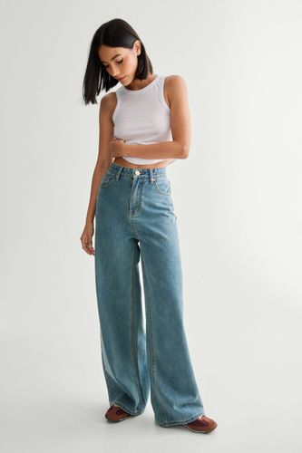 Denim Straight Leg Jean - Bleu - 34 - Nasty Gal - Modalova