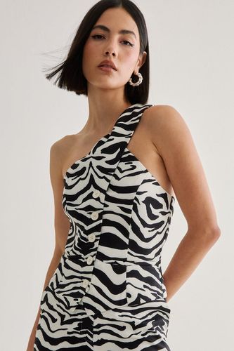 Zebra Print Asym Neckline Top - 32 - Nasty Gal - Modalova