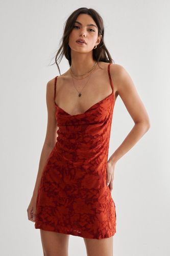 Cowl Neck Devore Mini Dress - L - Nasty Gal - Modalova