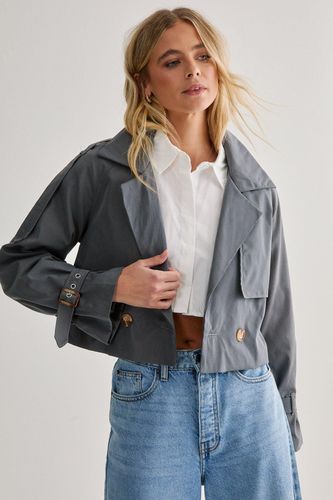 Cropped Trench Coat - Gris - S - Nasty Gal - Modalova