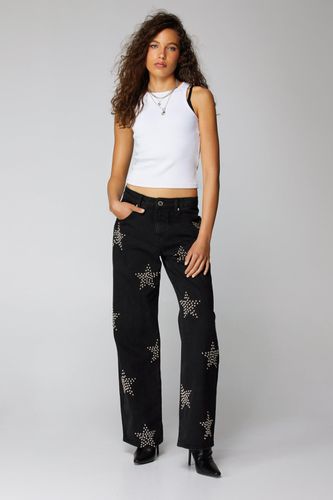 Star Studded Straight Leg Jeans - 36 - Nasty Gal - Modalova