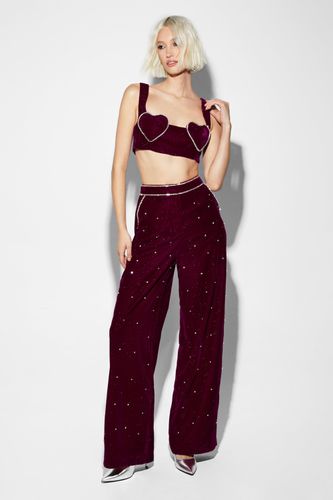 Pantalon Premium En Velours Ornementé - 42 - Nasty Gal - Modalova