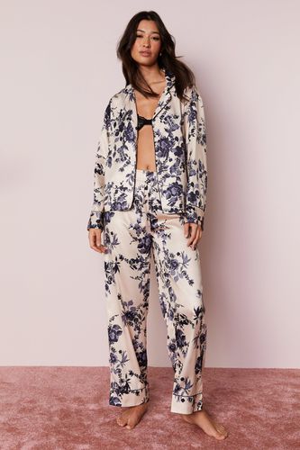 Pyjama Satiné Fleuri - Beige - M - Nasty Gal - Modalova