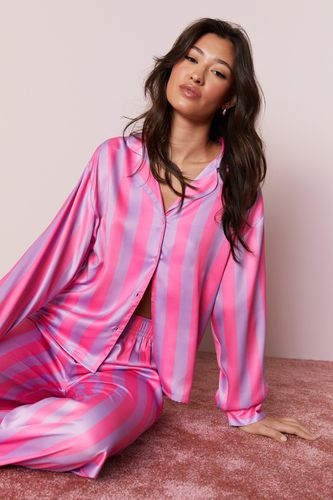 Pyjama Oversize Satiné À Rayures - - L - Nasty Gal - Modalova